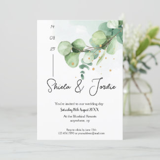 Invitation Elégant Mariage Eucalyptus aquarelle