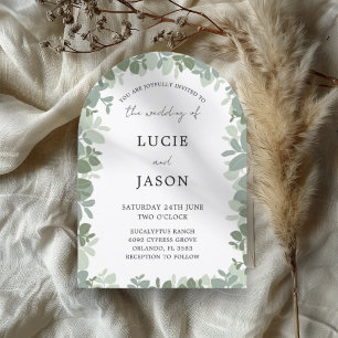 Invitation Élégant Mariage Eucalyptus vert Arch Sage
