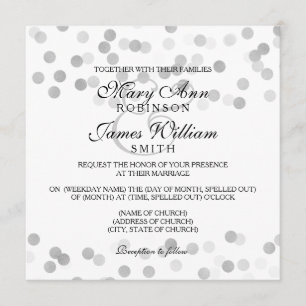 Invitation Elégant Mariage Faux Parties scintillant Argent Fo