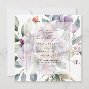 Invitation Elégant Mariage floral aquarelle