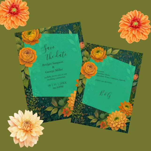 Invitation élégant mariage floral automne enregistrer la date (Créateur téléchargé)