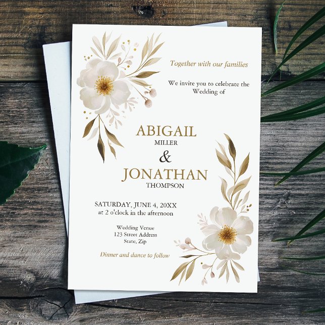 Invitation Élégant Mariage floral blanc délicieux (Créateur téléchargé)