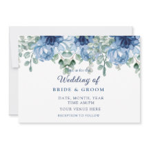 Élégant mariage floral bleu poussiéreux Eucalyptus