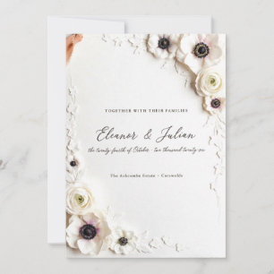 Invitation Élégant Mariage Floral Bohème Anémone en Ivoire