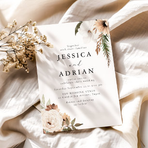 Invitation Élégant Mariage Floral Boho