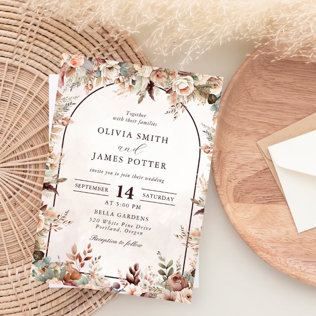 Invitation Élégant Mariage Floral Boho (Créateur téléchargé)