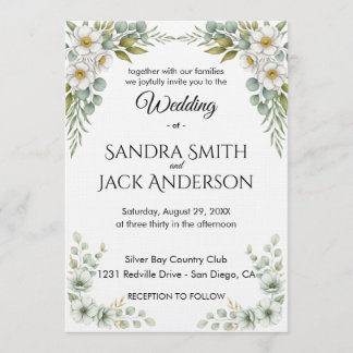 Invitation Élégant mariage floral botanique et verdure