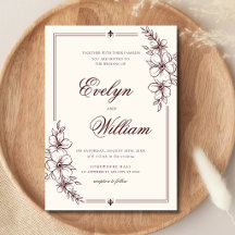 Élégant Mariage Floral Bourguignon Calligraphie Mo