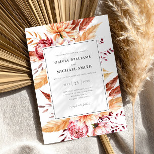 Invitation Élégant Mariage floral chic Boho