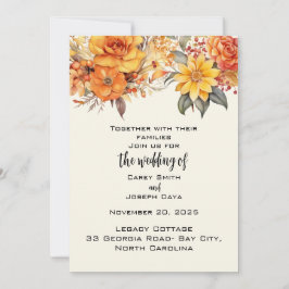 Invitation Élégant Mariage floral d'automne