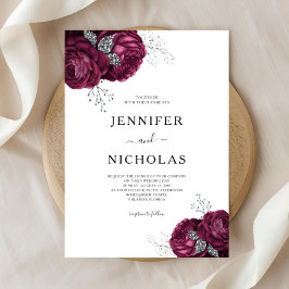 Invitation Élégant Mariage floral de Burgundy Peonies