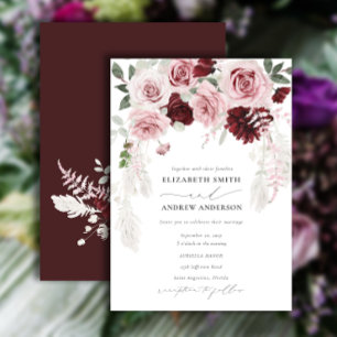 Invitation Élégant Mariage floral de Roses roses roses blanch