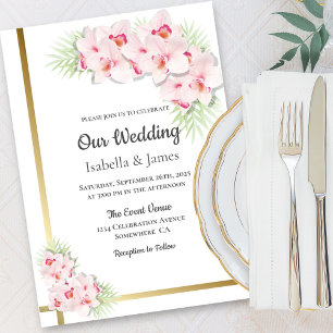 Invitation Élégant Mariage floral d'orchidée rose