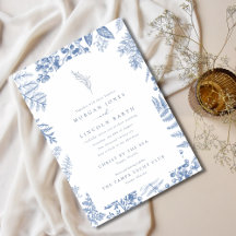 Élégant Mariage Floral Fleur Bleue Française