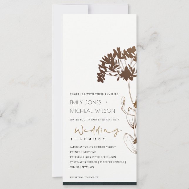 INVITATION ÉLÉGANT MARIAGE FLORAL FOIL HYDRANGEA EN CUIVRE (Devant)