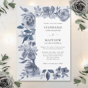 Invitation Elégant Mariage floral gris-dusty