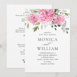 Invitation Élégant Mariage Floral Hydrangea Rose tout en un