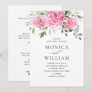 Invitation Élégant Mariage Floral Hydrangea Rose tout en un