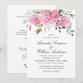 Invitation Élégant Mariage Floral Hydrangea Rose tout en un