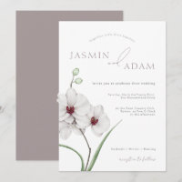 Élégant Mariage Floral Initiales Orchidée Grise Bl