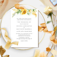 Élégant Mariage floral jaune et ocre