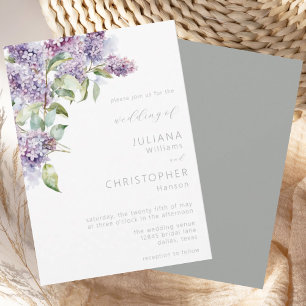 Invitation Elégant Mariage floral Lilac Sage