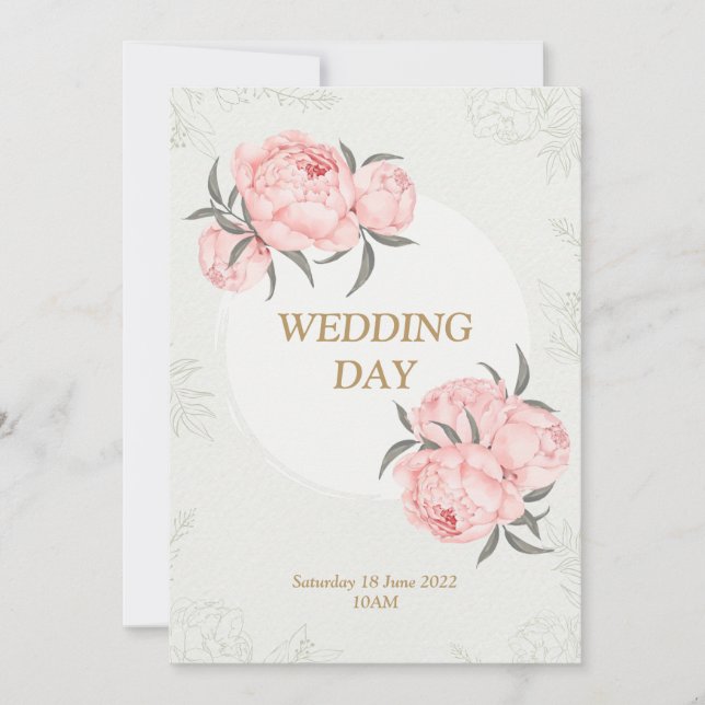Invitation Élégant Mariage floral moderne de pivoine rose (Devant)