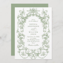 Élégant Mariage Floral Orné Victorien Vert Sage