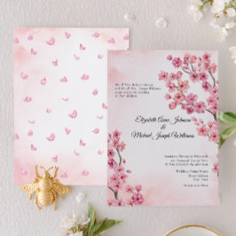 Invitation Élégant Mariage floral rose cerise