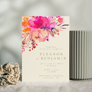 Invitation Elégant Mariage floral rose clair