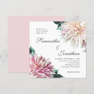 Invitation Élégant Mariage floral rose Dahlia
