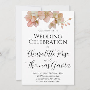 Invitation Elégant mariage floral rose pastel