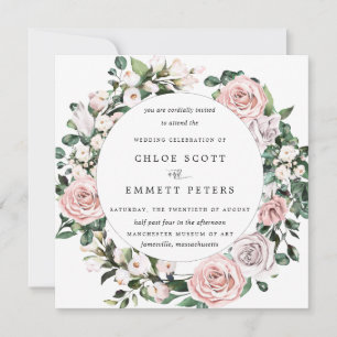 Invitation Élégant Mariage floral rose violet rose