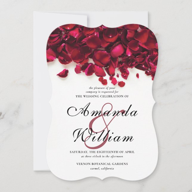 Invitation Élégant Mariage Floral Roses Rouges (Devant)