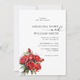 Invitation Élégant Mariage floral rouge rose