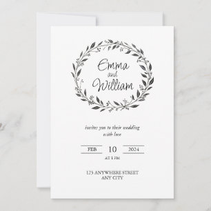 Invitation Élégant Mariage floral simple