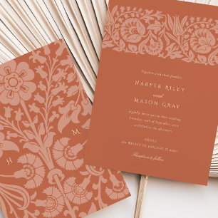 Invitation Élégant Mariage Floral Terracotta Blush
