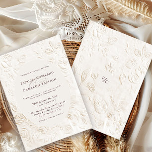 Invitation Élégant mariage floral victorien en ivoire françai