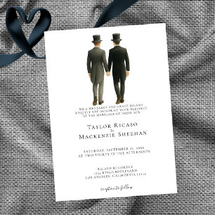 Invitation Elégant Mariage gay deux pièces en costumes du mat