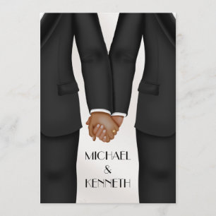 Invitation Élégant Mariage Gay Groom tenant Les Mains Ethniqu