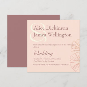 Invitation Élégant Mariage Ginkgo aux Tons Terreux Chauds Ros