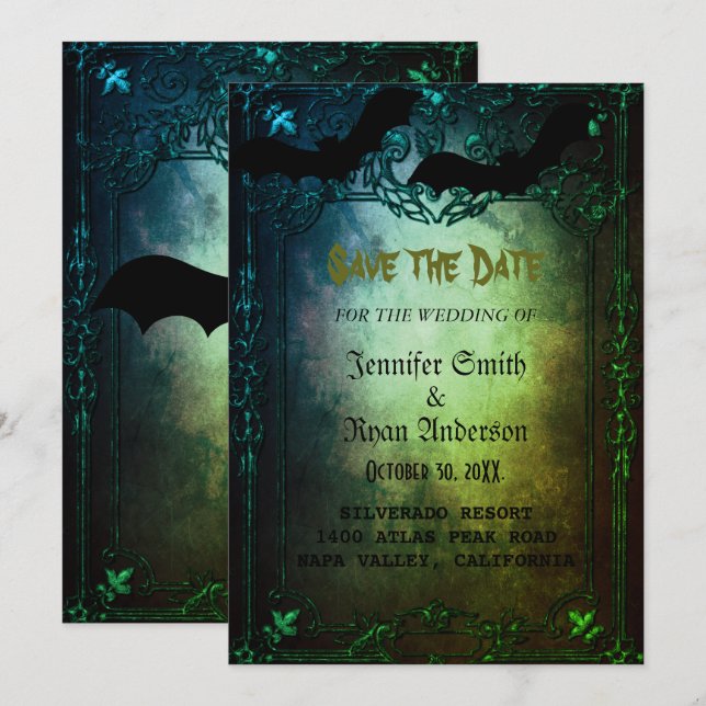Invitation Elégant mariage gothique enregistrer la date Invit (Devant / Derrière)