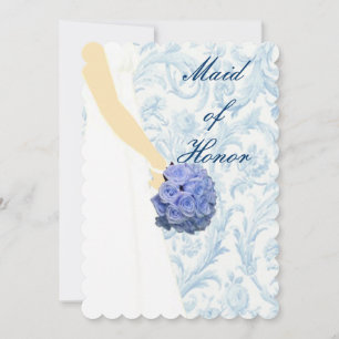 Invitation Elégant Mariage Gown bleu Maid Of Honor Card