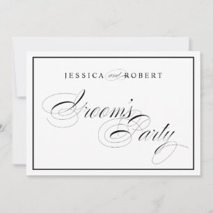 Invitation Élégant Mariage Groom's Party Signal Black Border