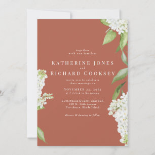 Invitation Élégant mariage Hydrangea Blanc Cinnamon