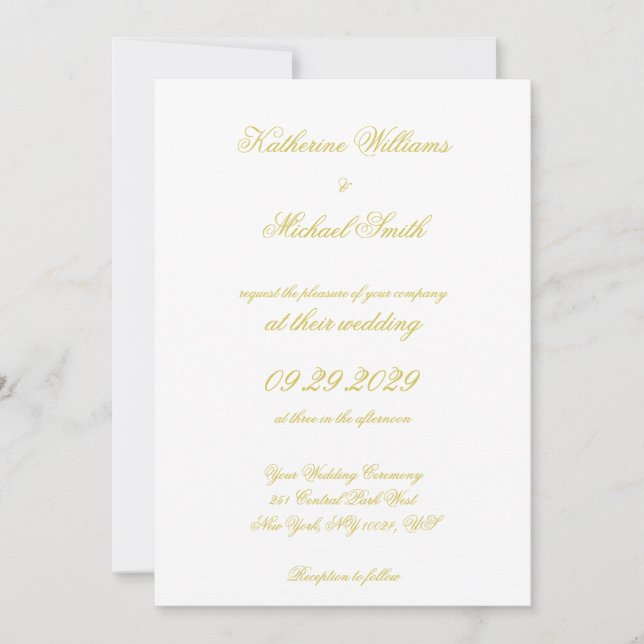 Invitation Élégant Mariage Île Citron Jaune Script (Devant)