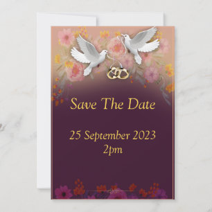 Invitation Elégant mariage Invitation, colombes et anneaux vi