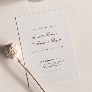 Invitation Élégant Mariage Ivoire et Marron
