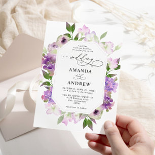 Invitation Élégant Mariage Lilac Purple Fleurs