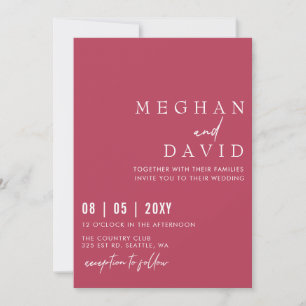 Invitation Élégant Mariage magenta simple manuscrit